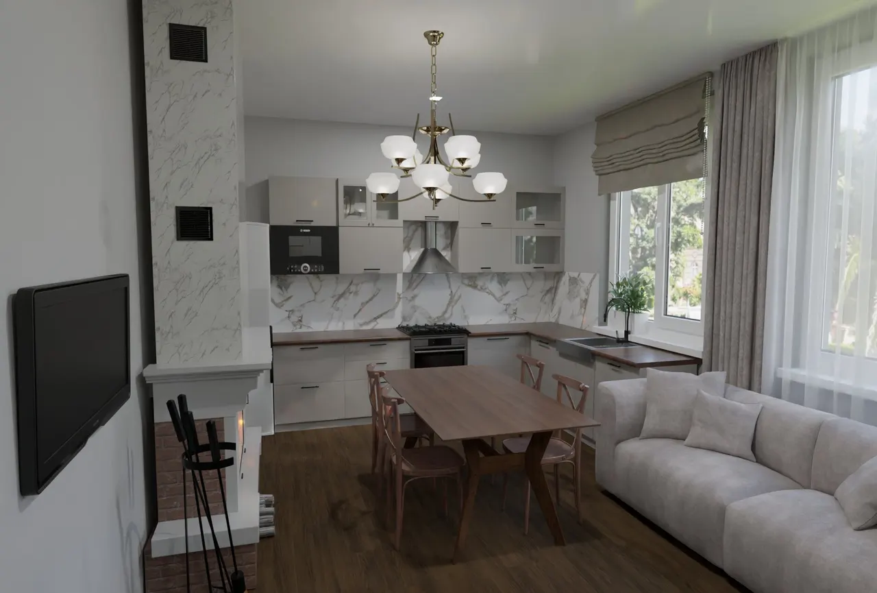 Кухня-гостиная 30,24 м² — кадр 1